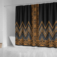 Gold Aotearoa Mangopare Kowhaiwhai and Niho Taniwha Shower Curtain Maori New Zealand LT14 - Polynesian Pride