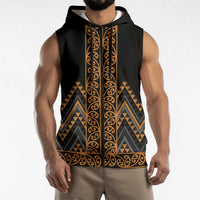 Gold Aotearoa Mangopare Kowhaiwhai Niho Taniwha Sleeveless Zip Hoodie Maori New Zealand LT14 - Polynesian Pride