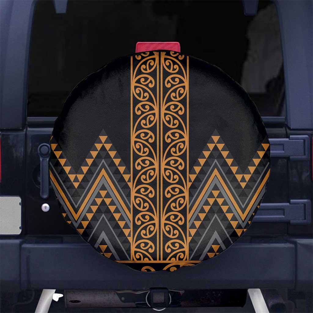Gold Aotearoa Mangopare Kowhaiwhai and Niho Taniwha Spare Tire Cover Maori New Zealand LT14 No hole Gold - Polynesian Pride