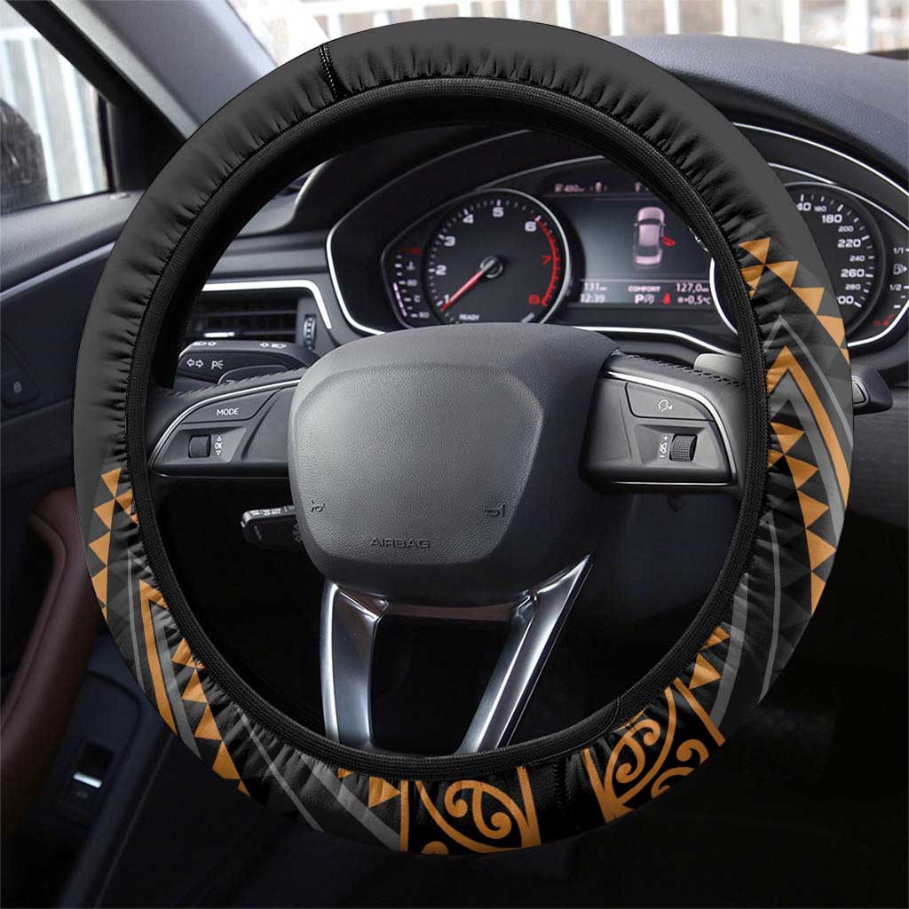 Gold Aotearoa Mangopare Kowhaiwhai and Niho Taniwha Steering Wheel Cover Maori New Zealand LT14 - Polynesian Pride