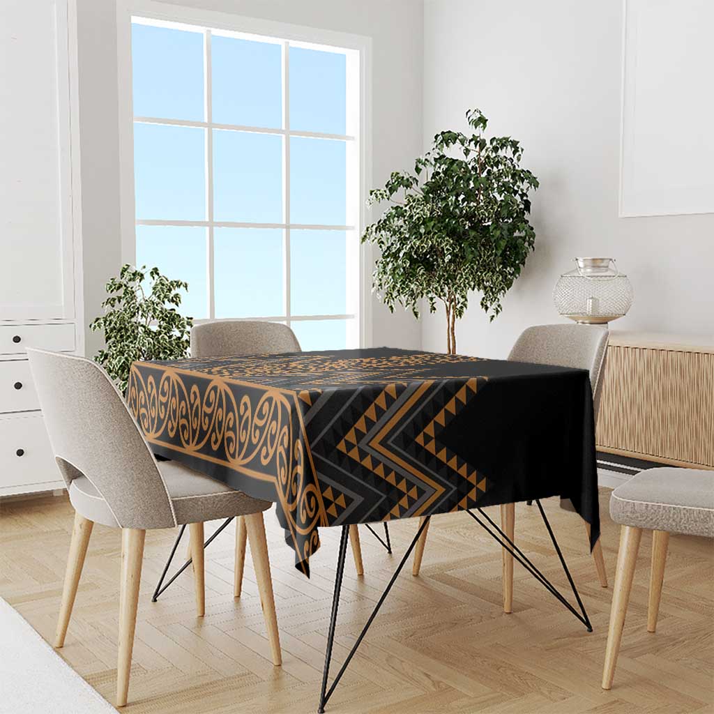Gold Aotearoa Mangopare Kowhaiwhai and Niho Taniwha Tablecloth Maori New Zealand