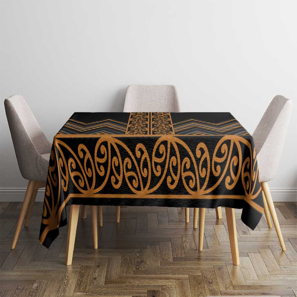 Gold Aotearoa Mangopare Kowhaiwhai and Niho Taniwha Tablecloth Maori New Zealand