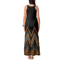 Gold Aotearoa Mangopare Kowhaiwhai and Niho Taniwha Tank Maxi Dress Maori New Zealand LT14 - Polynesian Pride
