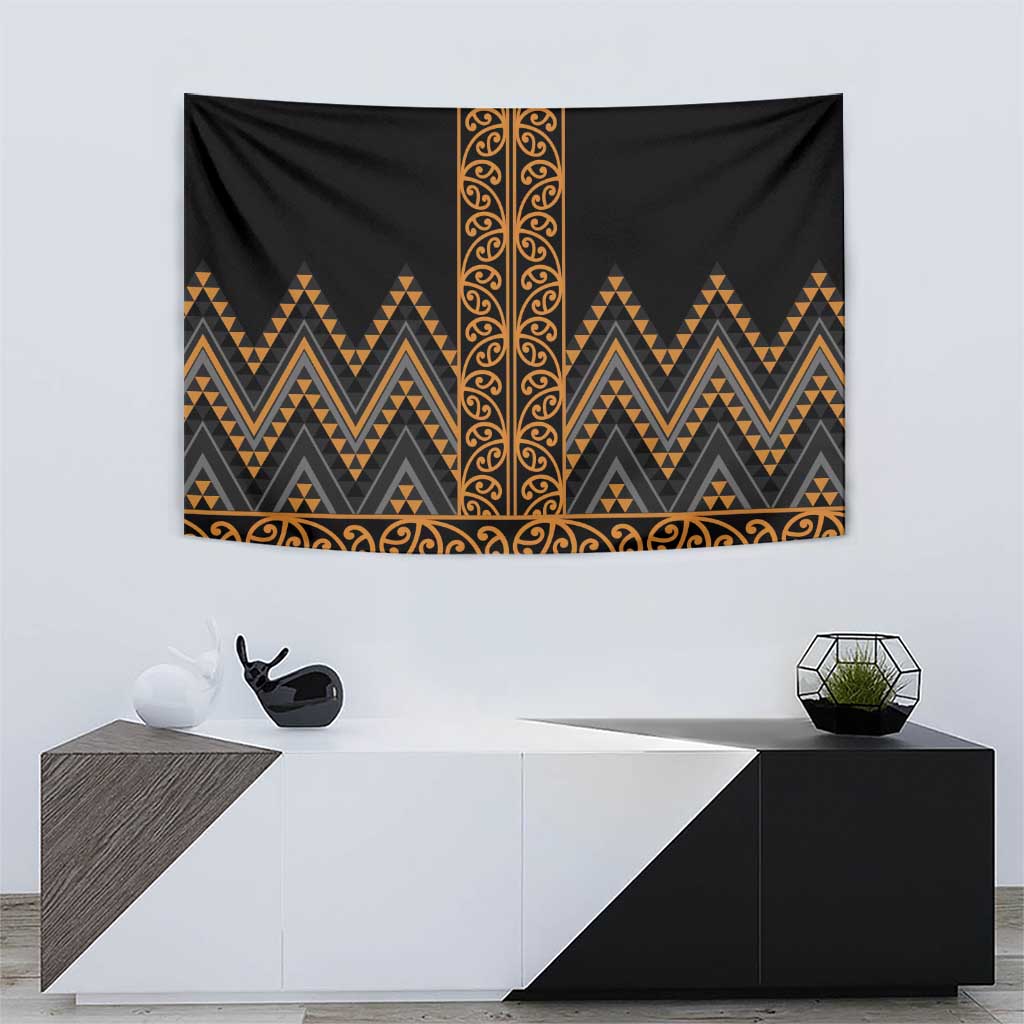 Gold Aotearoa Mangopare Kowhaiwhai and Niho Taniwha Tapestry Maori New Zealand