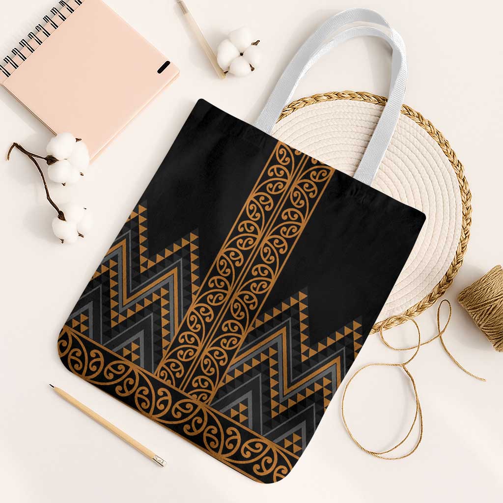 Gold Aotearoa Mangopare Kowhaiwhai Niho Taniwha Tote Bag Maori New Zealand - Polynesian Pride