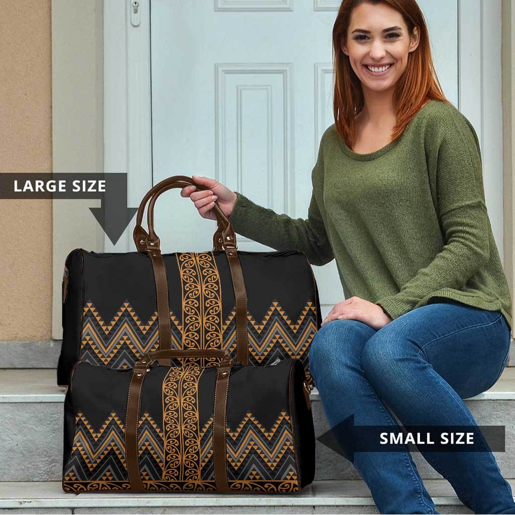 Gold Aotearoa Mangopare Kowhaiwhai Niho Taniwha Travel Bag Maori New Zealand LT14 - Polynesian Pride