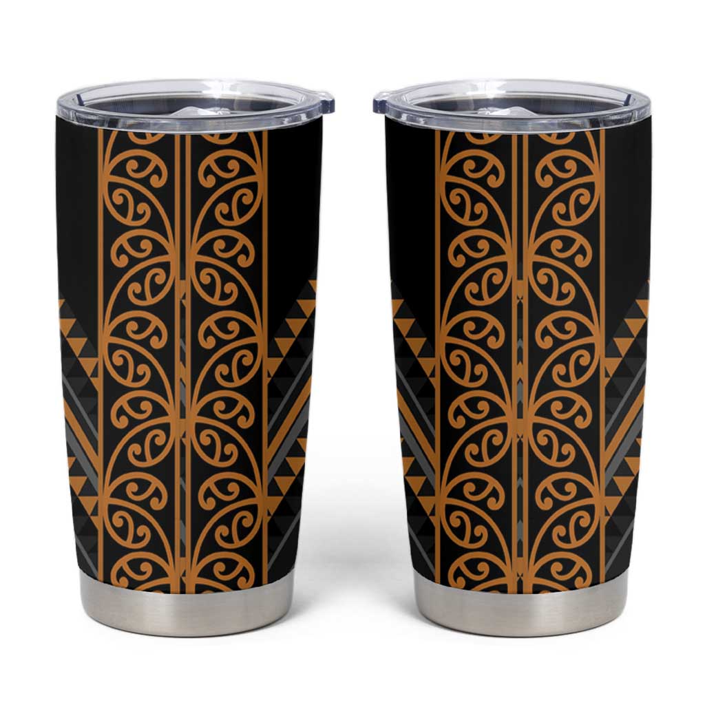 Gold Aotearoa Mangopare Kowhaiwhai and Niho Taniwha Tumbler Cup Maori New Zealand