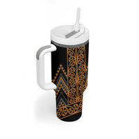 Gold Aotearoa Mangopare Kowhaiwhai and Niho Taniwha Tumbler With Handle Maori New Zealand LT14 - Polynesian Pride