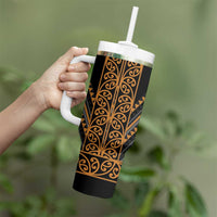 Gold Aotearoa Mangopare Kowhaiwhai and Niho Taniwha Tumbler With Handle Maori New Zealand LT14 - Polynesian Pride