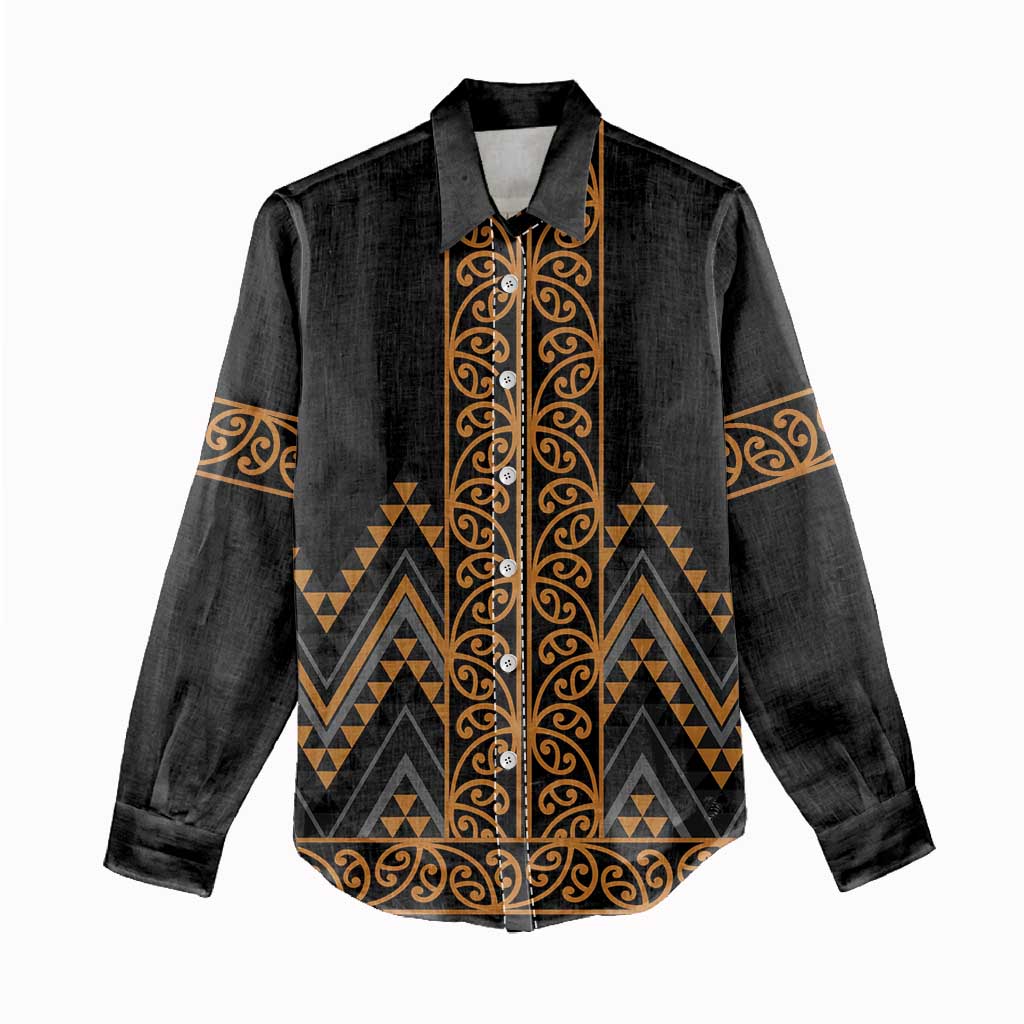 Gold Aotearoa Mangopare Kowhaiwhai and Niho Taniwha Women Casual Shirt Maori New Zealand LT14 - Polynesian Pride
