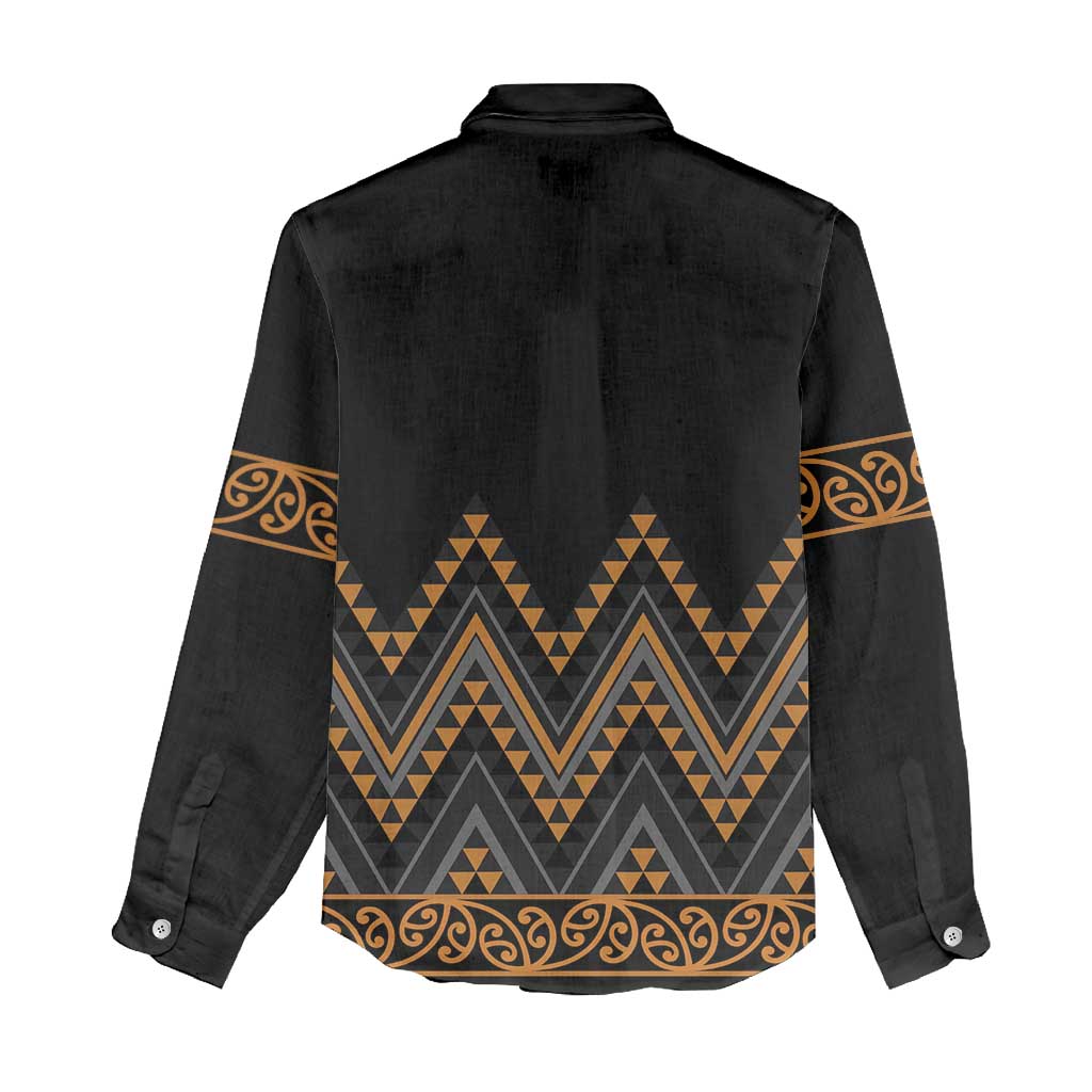 Gold Aotearoa Mangopare Kowhaiwhai and Niho Taniwha Women Casual Shirt Maori New Zealand LT14 - Polynesian Pride