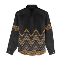 Gold Aotearoa Mangopare Kowhaiwhai and Niho Taniwha Women Casual Shirt Maori New Zealand LT14 - Polynesian Pride