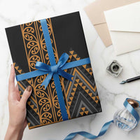 Gold Aotearoa Mangopare Kowhaiwhai and Niho Taniwha Wrapping Paper Maori New Zealand - Polynesian Pride