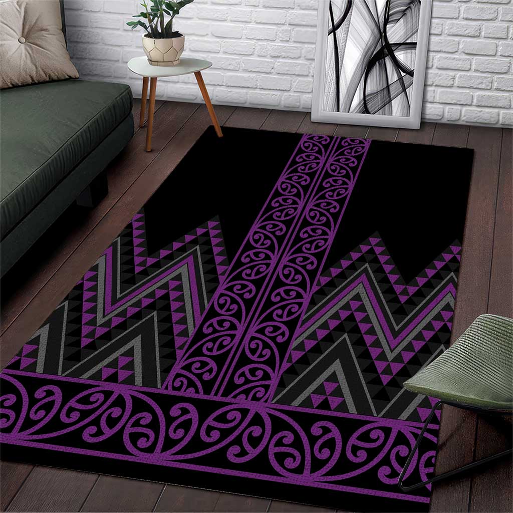 Purple Aotearoa Mangopare Kowhaiwhai and Niho Taniwha Area Rug Maori New Zealand LT14 Purple - Polynesian Pride