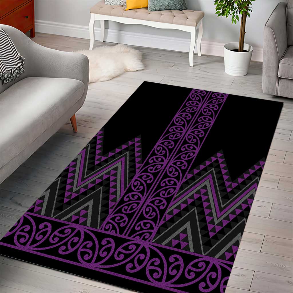 Purple Aotearoa Mangopare Kowhaiwhai and Niho Taniwha Area Rug Maori New Zealand LT14 - Polynesian Pride