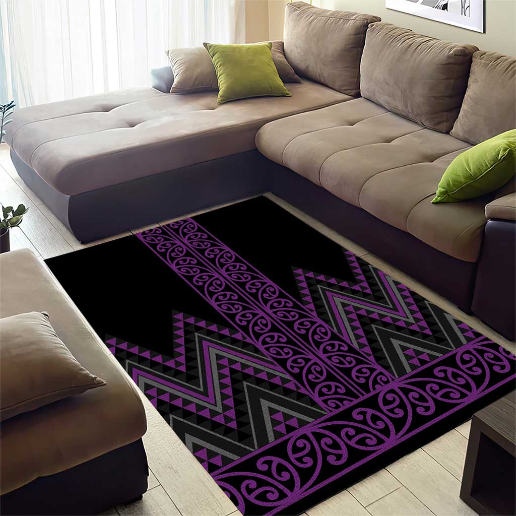 Purple Aotearoa Mangopare Kowhaiwhai and Niho Taniwha Area Rug Maori New Zealand LT14 - Polynesian Pride