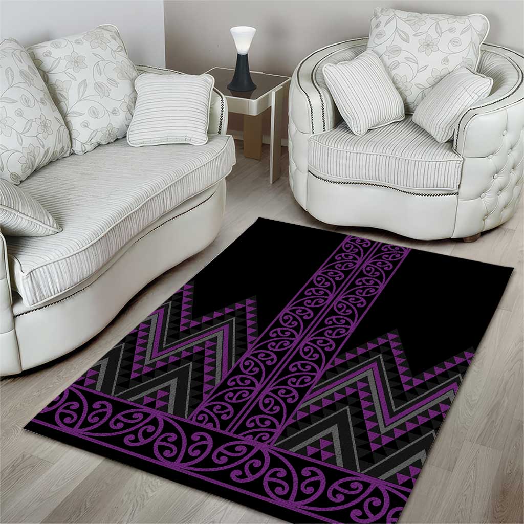 Purple Aotearoa Mangopare Kowhaiwhai and Niho Taniwha Area Rug Maori New Zealand LT14 - Polynesian Pride