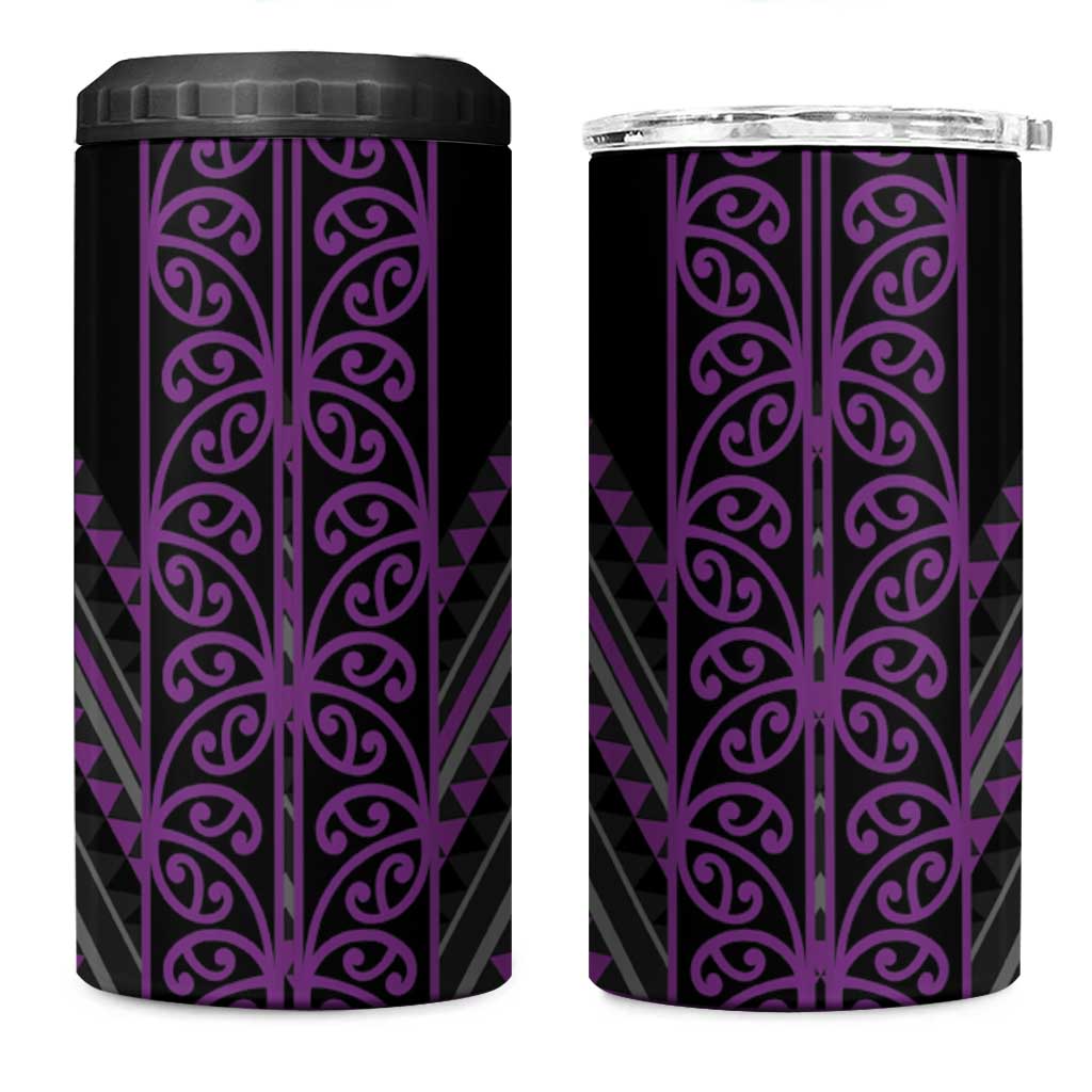 Purple Aotearoa Mangopare Kowhaiwhai and Niho Taniwha 4 in 1 Can Cooler Tumbler Maori New Zealand LT14 One Size: 16 oz Purple - Polynesian Pride