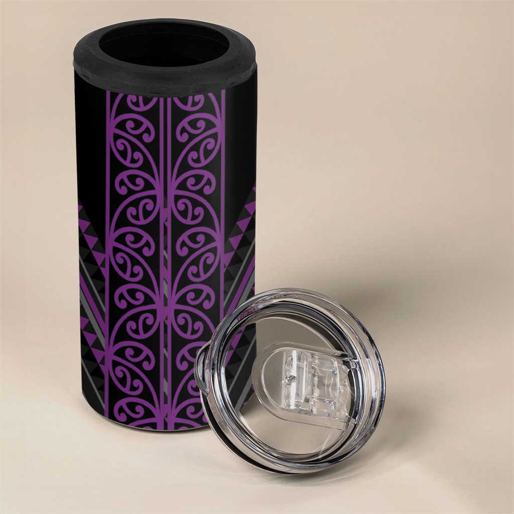Purple Aotearoa Mangopare Kowhaiwhai and Niho Taniwha 4 in 1 Can Cooler Tumbler Maori New Zealand LT14 - Polynesian Pride