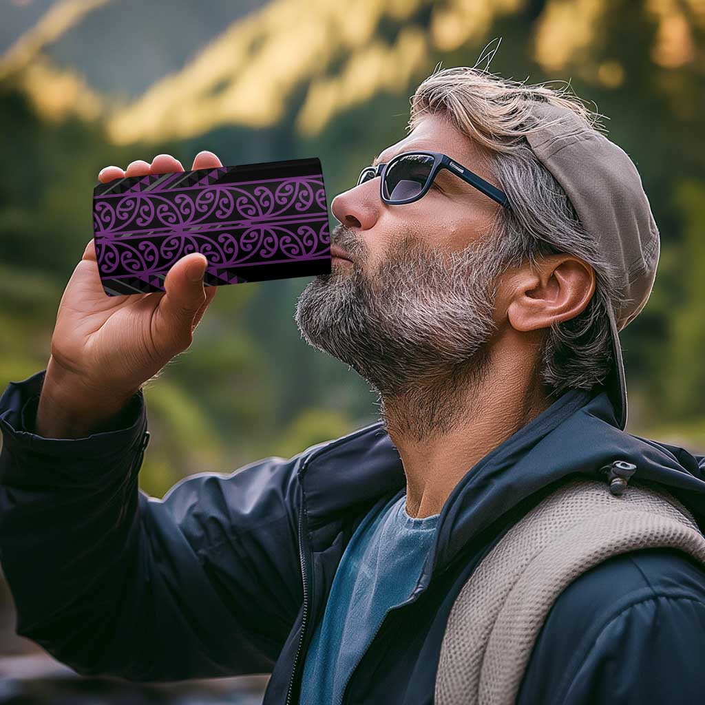 Purple Aotearoa Mangopare Kowhaiwhai and Niho Taniwha 4 in 1 Can Cooler Tumbler Maori New Zealand LT14 - Polynesian Pride