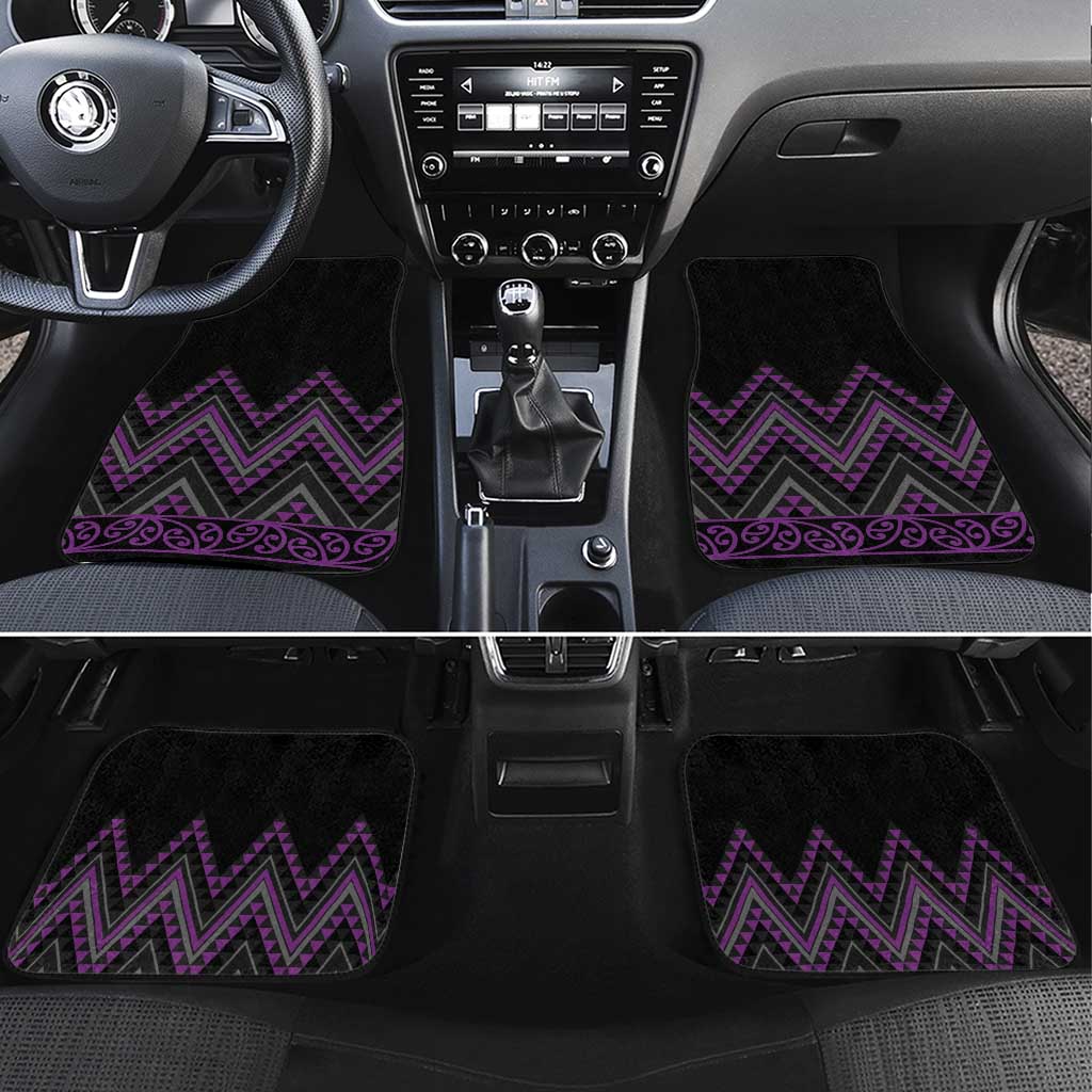 Purple Aotearoa Mangopare Kowhaiwhai and Niho Taniwha Car Mats Maori New Zealand LT14 Set 4pcs Purple - Polynesian Pride