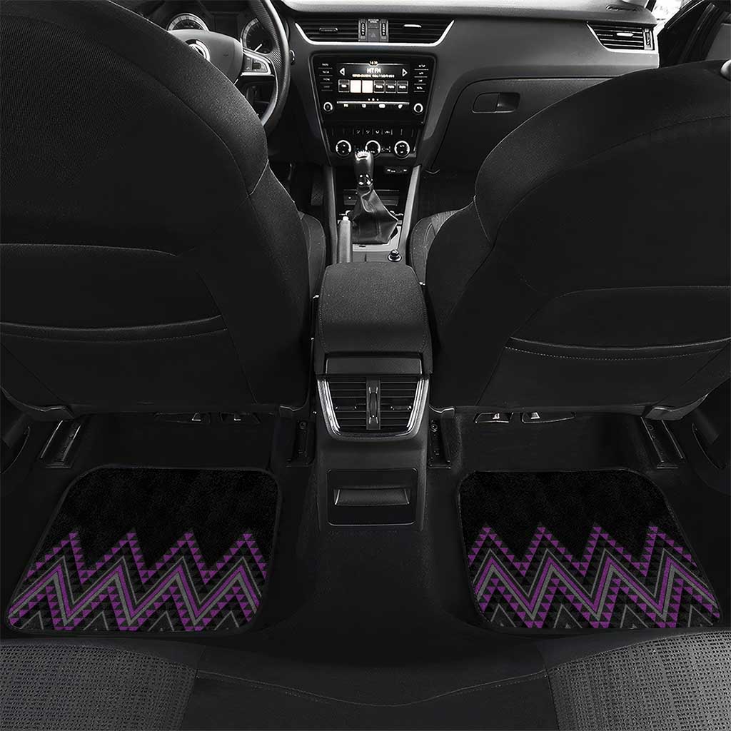 Purple Aotearoa Mangopare Kowhaiwhai and Niho Taniwha Car Mats Maori New Zealand LT14 Set 2pcs - Back Purple - Polynesian Pride