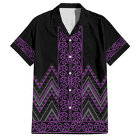 Purple Aotearoa Mangopare Kowhaiwhai and Niho Taniwha Family Matching Long Sleeve Bodycon Dress and Hawaiian Shirt Maori New Zealand LT14 Dad's Shirt - Short Sleeve Purple - Polynesian Pride