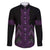 Purple Aotearoa Mangopare Kowhaiwhai and Niho Taniwha Family Matching Long Sleeve Bodycon Dress and Hawaiian Shirt Maori New Zealand