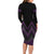 Purple Aotearoa Mangopare Kowhaiwhai and Niho Taniwha Family Matching Long Sleeve Bodycon Dress and Hawaiian Shirt Maori New Zealand