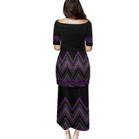 Purple Aotearoa Mangopare Kowhaiwhai and Niho Taniwha Family Matching Puletasi and Hawaiian Shirt Maori New Zealand LT14 - Polynesian Pride