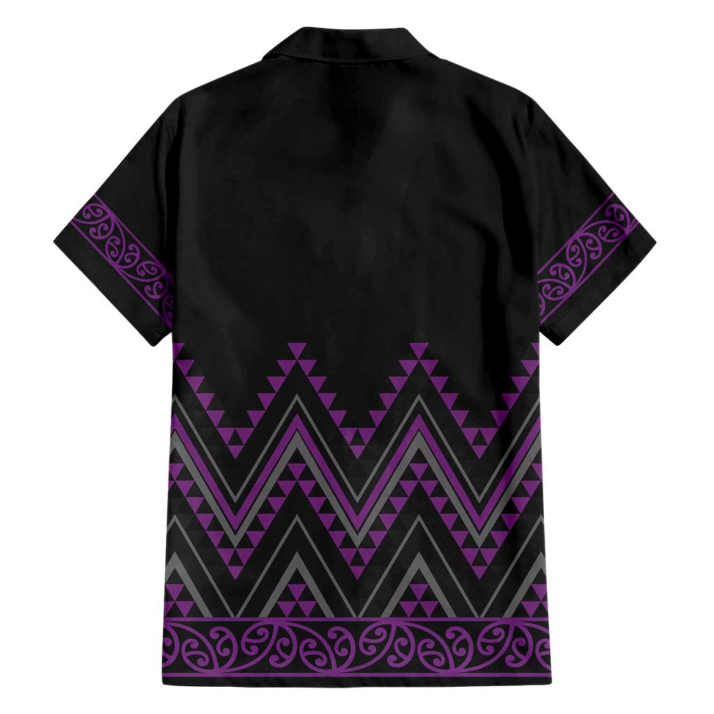 Purple Aotearoa Mangopare Kowhaiwhai and Niho Taniwha Family Matching Short Sleeve Bodycon Dress and Hawaiian Shirt Maori New Zealand LT14 - Polynesian Pride