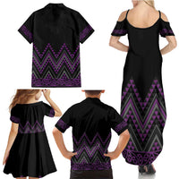 Purple Aotearoa Mangopare Kowhaiwhai and Niho Taniwha Family Matching Summer Maxi Dress and Hawaiian Shirt Maori New Zealand LT14 - Polynesian Pride