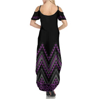 Purple Aotearoa Mangopare Kowhaiwhai and Niho Taniwha Family Matching Summer Maxi Dress and Hawaiian Shirt Maori New Zealand LT14 - Polynesian Pride