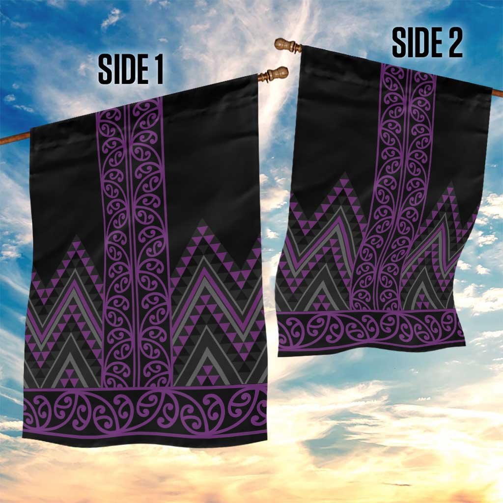 Purple Aotearoa Mangopare Kowhaiwhai and Niho Taniwha Garden Flag Maori New Zealand LT14 - Polynesian Pride