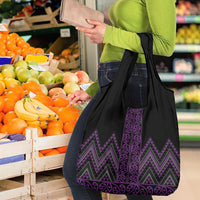 Purple Aotearoa Mangopare Kowhaiwhai and Niho Taniwha Grocery Bag Maori New Zealand LT14 - Polynesian Pride