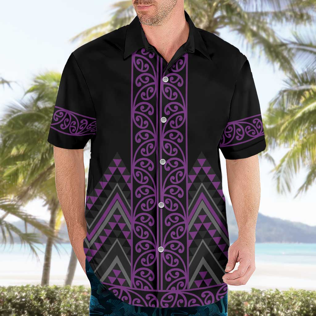 Purple Aotearoa Mangopare Kowhaiwhai and Niho Taniwha Hawaiian Shirt Maori New Zealand LT14 - Polynesian Pride