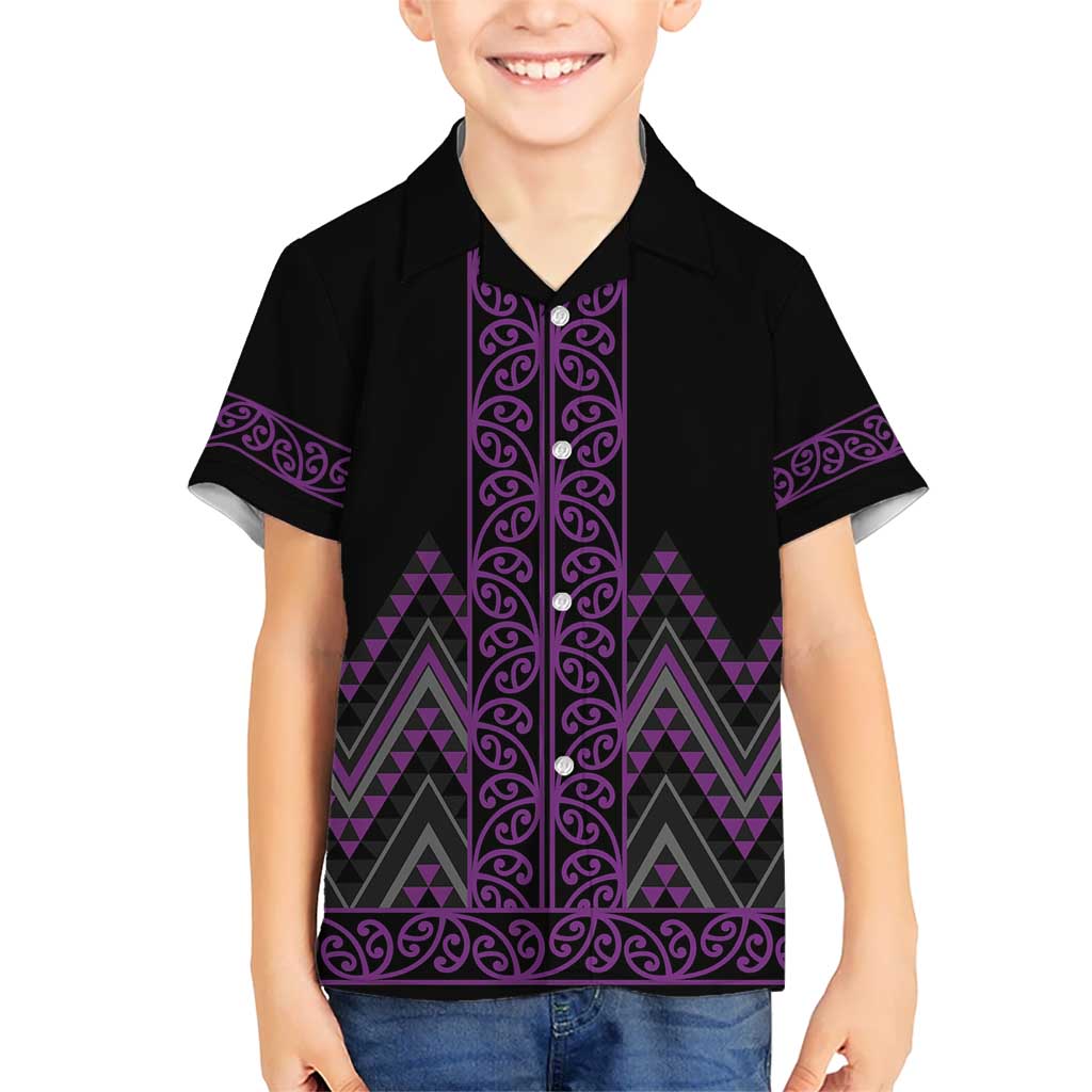 Purple Aotearoa Mangopare Kowhaiwhai and Niho Taniwha Hawaiian Shirt Maori New Zealand LT14 - Polynesian Pride
