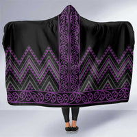 Purple Aotearoa Mangopare Kowhaiwhai and Niho Taniwha Hooded Blanket Maori New Zealand LT14 One Size Purple - Polynesian Pride