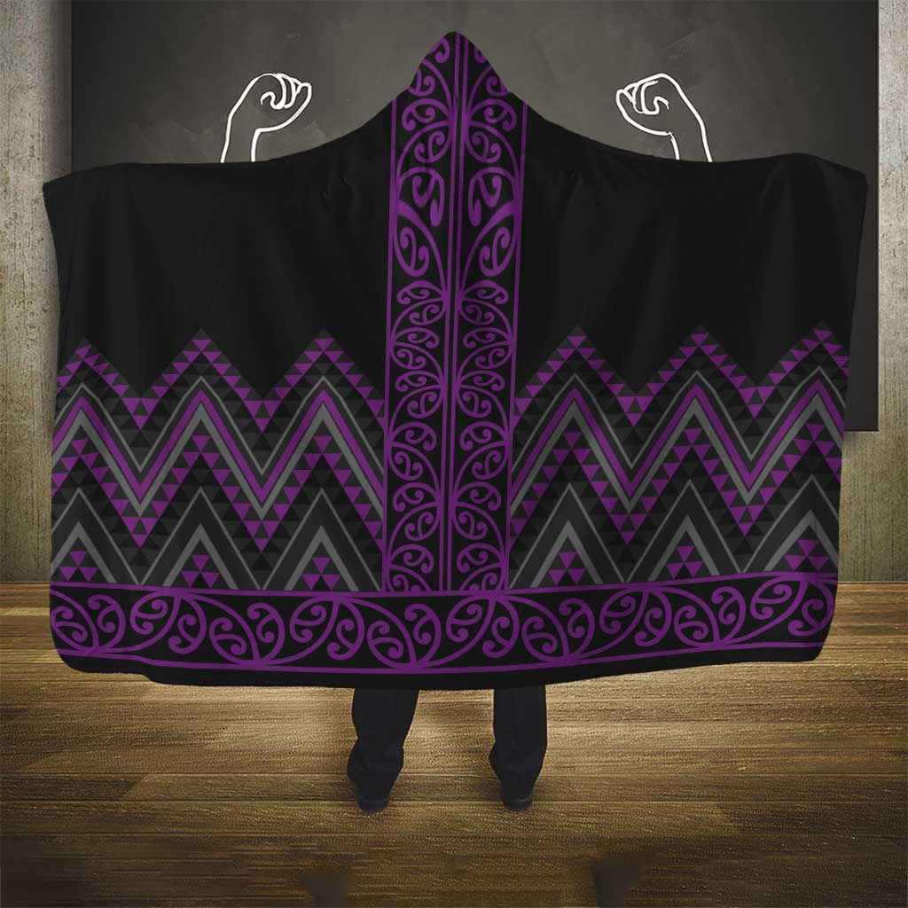 Purple Aotearoa Mangopare Kowhaiwhai and Niho Taniwha Hooded Blanket Maori New Zealand LT14 - Polynesian Pride