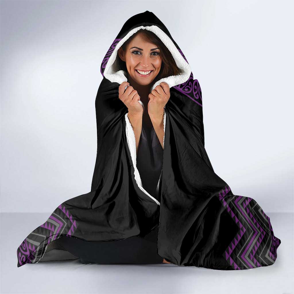 Purple Aotearoa Mangopare Kowhaiwhai and Niho Taniwha Hooded Blanket Maori New Zealand LT14 - Polynesian Pride