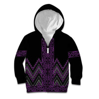 Purple Aotearoa Mangopare Kowhaiwhai and Niho Taniwha Kid Hoodie Maori New Zealand LT14 Zip Hoodie Purple - Polynesian Pride