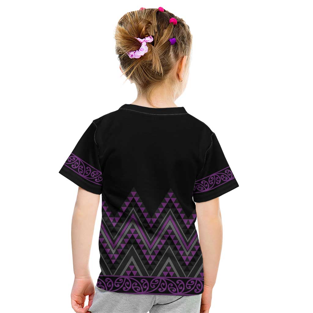 Purple Aotearoa Mangopare Kowhaiwhai and Niho Taniwha Kid T Shirt Maori New Zealand LT14 - Polynesian Pride
