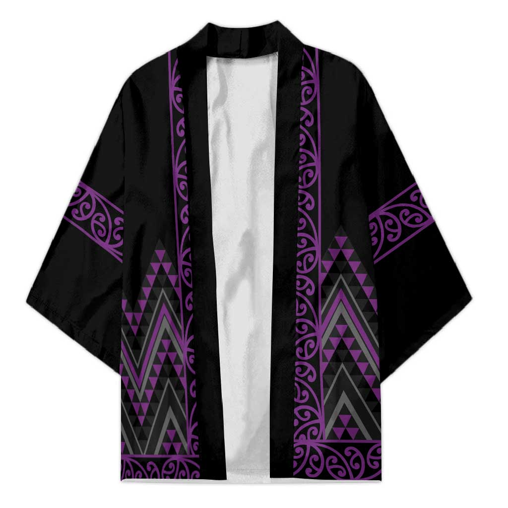 Purple Aotearoa Mangopare Kowhaiwhai Niho Taniwha Kimono Maori New Zealand - Polynesian Pride