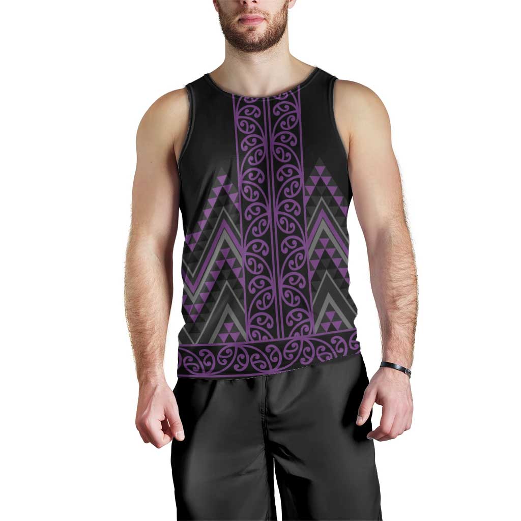 Purple Aotearoa Mangopare Kowhaiwhai and Niho Taniwha Men Tank Top Maori New Zealand LT14 - Polynesian Pride