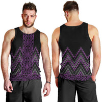 Purple Aotearoa Mangopare Kowhaiwhai and Niho Taniwha Men Tank Top Maori New Zealand LT14 - Polynesian Pride