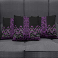 Purple Aotearoa Mangopare Kowhaiwhai Niho Taniwha Pillow Cover Maori New Zealand - Polynesian Pride