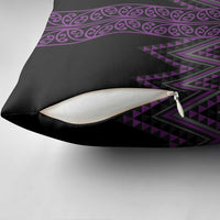 Purple Aotearoa Mangopare Kowhaiwhai Niho Taniwha Pillow Cover Maori New Zealand - Polynesian Pride