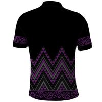 Purple Aotearoa Mangopare Kowhaiwhai and Niho Taniwha Polo Shirt Maori New Zealand LT14 - Polynesian Pride