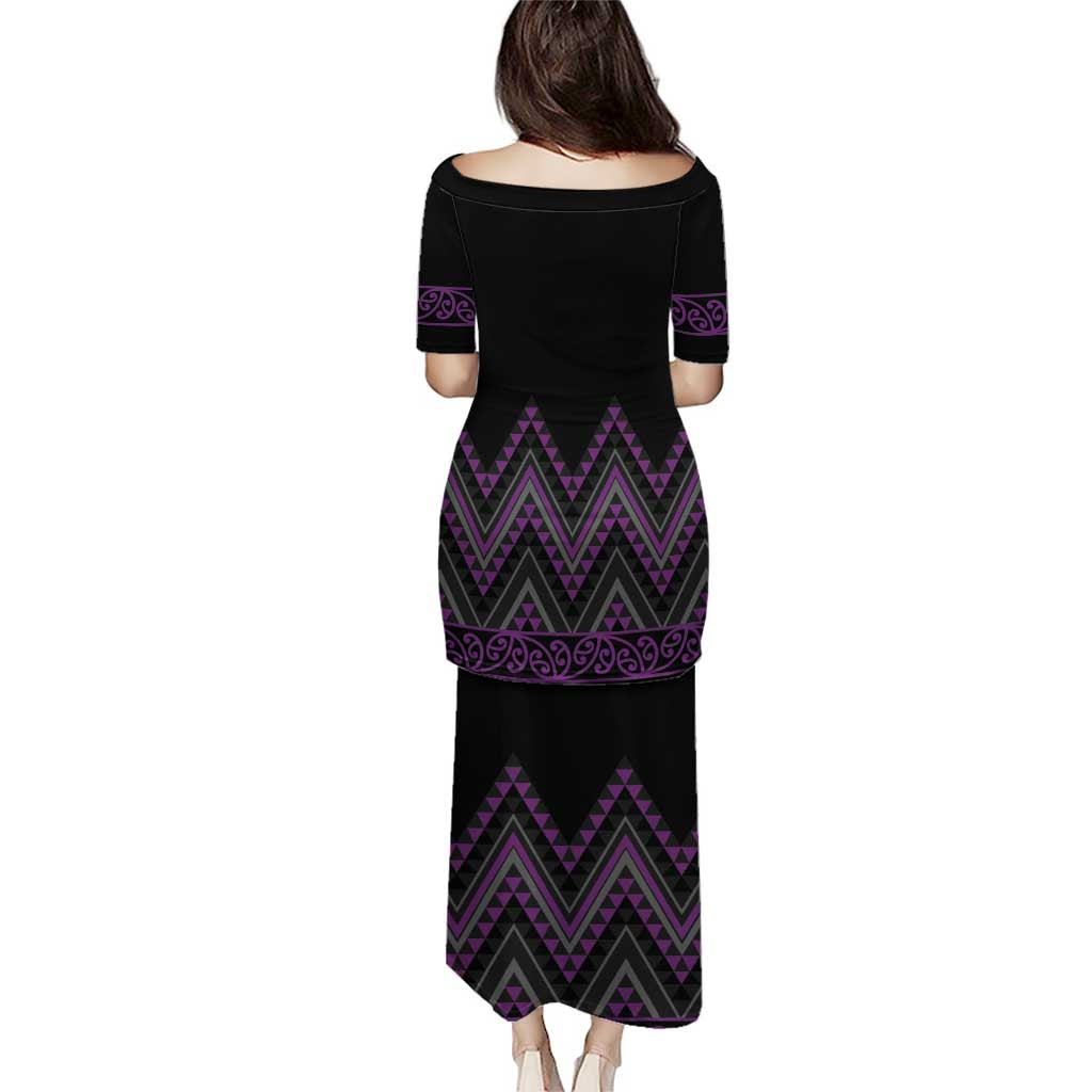 Purple Aotearoa Mangopare Kowhaiwhai and Niho Taniwha Puletasi Maori New Zealand LT14 - Polynesian Pride