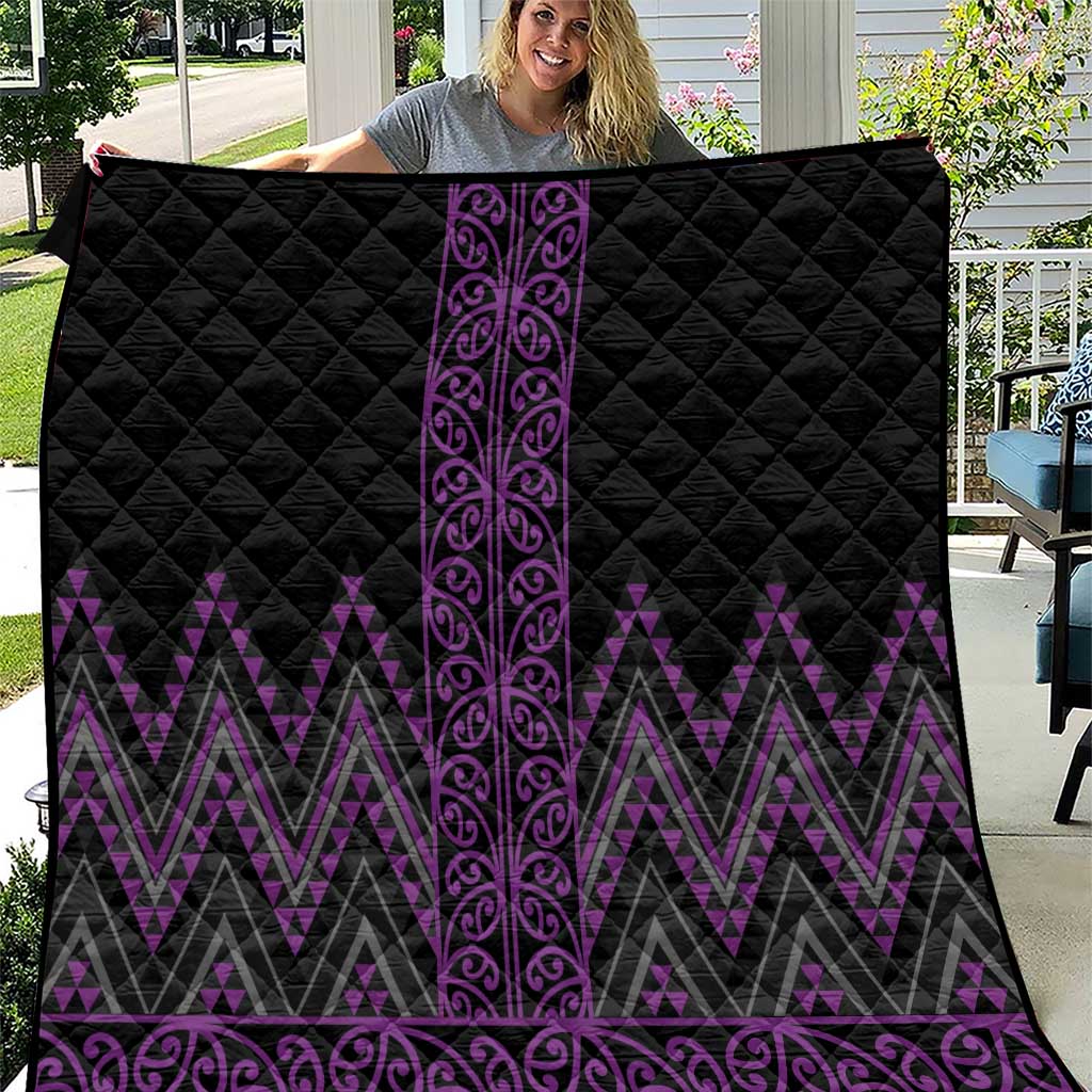 Purple Aotearoa Mangopare Kowhaiwhai and Niho Taniwha Quilt Maori New Zealand